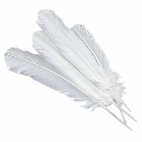 50 Pcs DIY Large White Artificial Turkey Feathers for Art and Craft, 9-12 inch