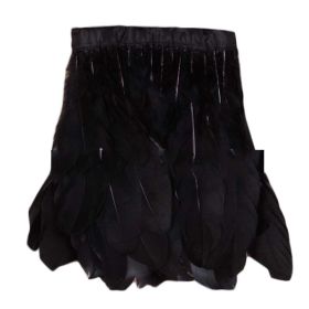 Black Goose Feathers Trim Fringe DIY Dress Sewing Craft Feather Clothing Costumes Party Decoration,2 Yards