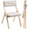 Wooden Folding Chairs with Padded Cushion and Wooden Frame Beige Set of 4