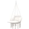 Outsunny Hammock Swing Chair, Macrame Hanging Chair with Large Cushion, Chain, Steel Frame for Indoor Outdoor Use, Cream White