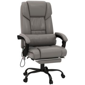 Vinsetto High Back PU Leather Massage Office Chair, 6 Vibration Points, Ergonomic with Footrest, Adjustable Height, Remote, Gray