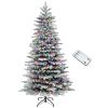 7.5ft Snow Flocked Artificial Christmas Tree, Pre-Lit Christmas Tree with 500 LED Lights and 1264 Branch Tips, Green