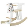 Qaba Wooden Rocking Horse, Classic Toddler Ride-On, Safe Traditional, White with Safety Bar, for 1-3 Years