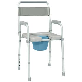 Bedside Commode Chair for Seniors, Adults, Handicap, Raised Toilet Seat with Arm, Adjustable Height, 300 lbs, Gray