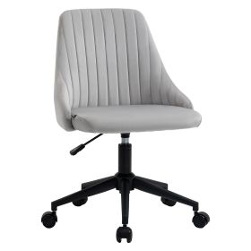 Vinsetto Velveteen Swiveling Workstation Chair Mid-Back Fluted Design for Office Slate