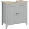 kleankin Bathroom Vanities, Pedestal Sink Cabinet with U-Shaped Cut-out and Adjustable Shelf, Gray