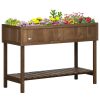 Outsunny Elevated Planter Box Stand Wooden with 8 Slots and Shelf Dark Brown for Garden Space Efficiency
