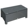 Large Rattan Coffee Table, Weather-Resistant Wicker Outdoor Side Table, Black
