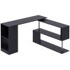 L-Shaped Desk 55" 360Ã‚Â° Rotating Black Corner Computer Workstation with Storage