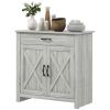 HOMCOM Farmhouse Sideboard Cabinet with Barn Doors Kitchen Buffet Cabinet with Drawer and Adjustable Shelf Stone Gray |