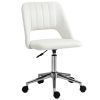 Vinsetto Mid-Back Home Office Chair, Velvet Fabric Swivel Scallop Shape Computer Desk Chair for Home Office or Bedroom, Cream White
