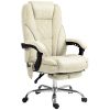 Vinsetto Massage Office Chair, Heated Reclining Office Desk Chair with Adjustable Height and Footrest, Beige