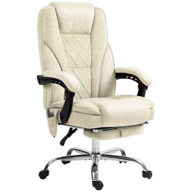 Vinsetto Massage Office Chair, Heated Reclining Office Desk Chair with Adjustable Height and Footrest, Beige