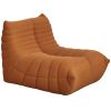 HOMCOM Floor Chair with Back Support, Teddy Fleece Sofa Chair with Channel Tufting, Meditation Chair for Bedroom, Brown