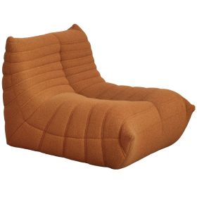 HOMCOM Floor Chair with Back Support, Teddy Fleece Sofa Chair with Channel Tufting, Meditation Chair for Bedroom, Brown