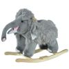 Qaba Gray Mammoth Elephant Plush Rocking Horse, Realistic Sounds, Soft Ride-On Rocker for Kids, Ideal Toddler Toy, 18-36 Months
