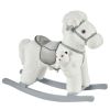 Qaba White Plush Rocking Horse with Bear Toy for Kids, Soft & Fun Sound Rocker, Ideal for Nursery & Playtime