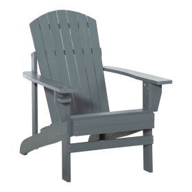 Outsunny Oversized Adirondack Chair with Cupholder for Outdoor Fire Pit Porch Patio Backyard Dark Grey