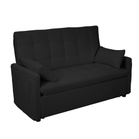 Oversized 61'' Convertible Sleeper Sofa Bed, 2-Seater Loveseat Sofa w/Pockets, Adjustable Backrest and Pillows.