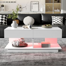 U-Can 41.3''-76.7'' Extendable Coffee Table, Efficient Central Coffee Table with Multiple Storage Compartments
