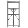 5-Tier Foldable Storage Shelf, 32W x 14D x 72H Inch Folding Metal Rack Shelving Unit, No Assembly Organizer Shelf with 5 Wheels & 4 Hooks for Pantry