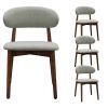 Laurel Green Flannelette Upholstered Dining Chair with Walnut Solid Wood Legs, Armless Chair Set of 4 for Kitchen, Restaurant, Living, Meeting Room