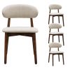 Warm Grey Flannelette Upholstered Dining Chair with Walnut Solid Wood Legs, Armless Chair Set of 4 for Kitchen, Restaurant, Living, Meeting Room