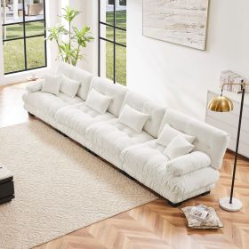 4-Seater Sectional Sofa Modular Deep Seat Sofa Couch , Chenille Sofa Comfy Upholstered Sofa for Living Room, Apartment, Studio, Office,Chenille White