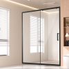 Semi-frameless Shower Door 57.7-59 x 70 in Tempered Glass 1/4 in Matte Black
