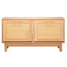 Entryway Shoe Storage Bench 39.4x11.8x20.9Inch Rattan-Like Rack with Flip Drawer