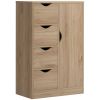 Freestanding Storage Cabinet Bathroom Floor Cabinet 4 Drawers Cupboard Oak for Bedroom Living Room