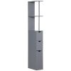 54" Tall Bathroom Linen Tower, Freestanding Storage Cabinet with 2-Tier Shelf & Drawers, Narrow Organizer, Gray