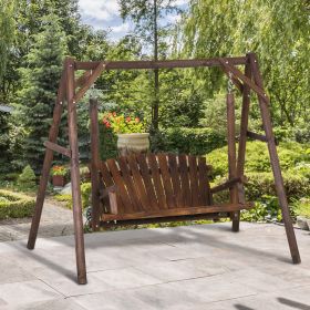 Outsunny Outdoor Loveseat Swing Rustic 6.5' 2-Person Solid Wood Brown