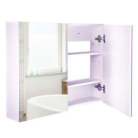 HOMCOM Bathroom Cabinet with Mirror Wall Mounted Modern Storage Double Door MDF White