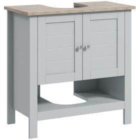 Kleankin Under Sink Bathroom Cabinet Vanity Unit Adjustable Shelf Pedestal Design Grey