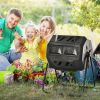 Tumbling Compost Bin Outdoor 360Ã‚Â° Dual Chamber Rotating Composter 43 Gallon, Black