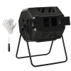 Tumbling Compost Bin Outdoor 360Ã‚Â° Dual Chamber Rotating Composter 43 Gallon, Black