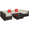 Outsunny 7 Piece Outdoor Patio Furniture Set Rattan Sectional Sofa with White Cushions for Backyard Garden
