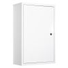 Medicine Cabinet Steel Wall Mount 24x16 3-Tier Storage Lockable White