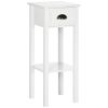 HOMCOM 2-Tier Tall Side Table with Drawer, Narrow End Table for Space Saving, Slim Nightstand with Shelf Metal Knob for Living Room Hallway, White