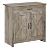 32" Farmhouse Sideboard Buffet Cabinet, Barn Door Style Coffee Bar for Kitchen, Living Room or Entryway, Gray Wash