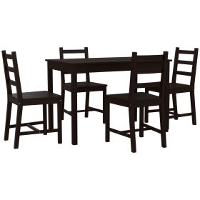 HOMCOM 5 Piece Dining Set Wooden Kitchen Table Chairs Breakfast Nook Chestnut