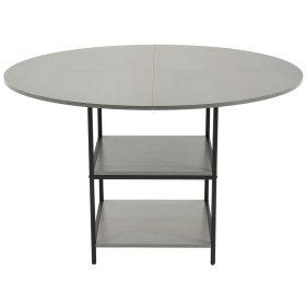 47 in Round Dining Table Wood Kitchen Table for 4-6 Person Grey (Only Table)