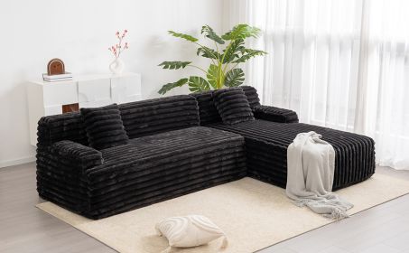 110" Cloud Sectional Sofa Upholstered Couch Free-combined Sofa for Living Room, Black
