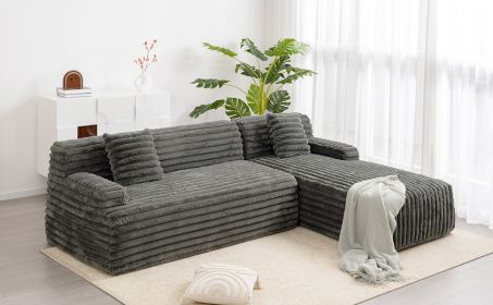 110" Cloud Sectional Sofa Upholstered Couch Free-combined Sofa for Living Room, Dark Gray