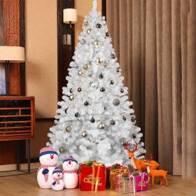 8ft White Christmas Tree with Memory Wire, 1430 Tips Hinged Artificial PVC Tree