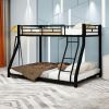 Twin Over Full Metal Bunk Bed, Heavy Duty Metal Bunk Bed Frame, Bunk Bed Twin Over Full with Ladder & Full-Length Guardrail for Teens Adults