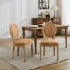 A&A Furniture,French Style Solid Wood Frame Antique Painting Linen Fabric Back Dining Chair,Set of 2,Tan,SW1845BG