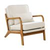 Mid-Century Modern Accent Chair Linen Fabric Armchair with 5.7 in Cushion