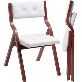 Wooden Folding Chairs with Padded Cushion and Wooden Frame White Set of 4